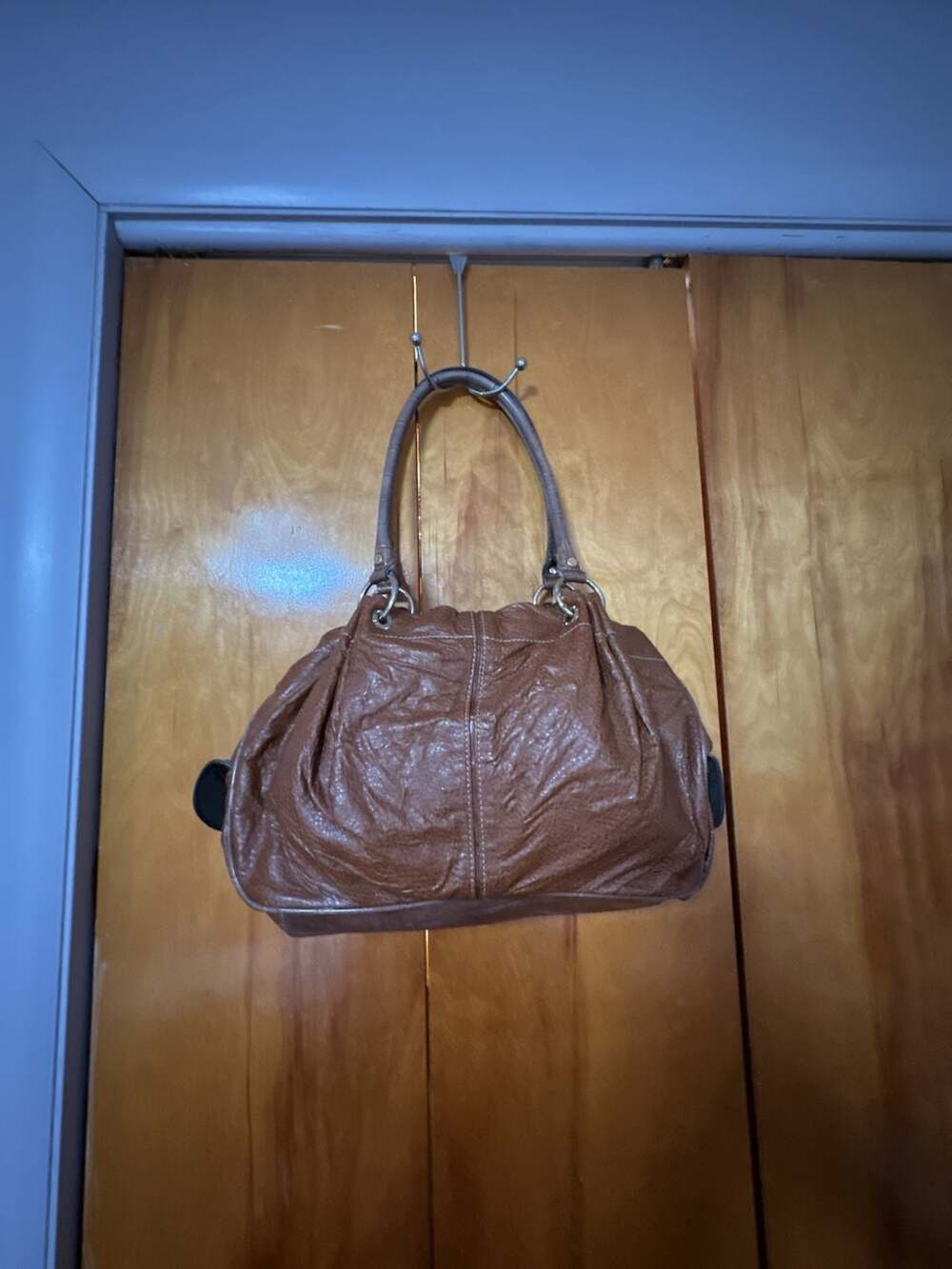 Liz Claiborne Brown Faux Leather Satchel Handbag